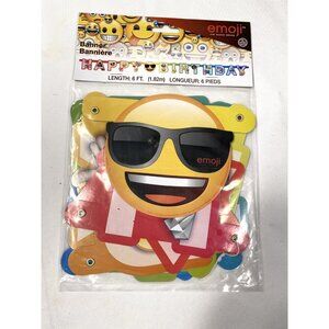NEW emoji happy birthday banner party decor 6 foot